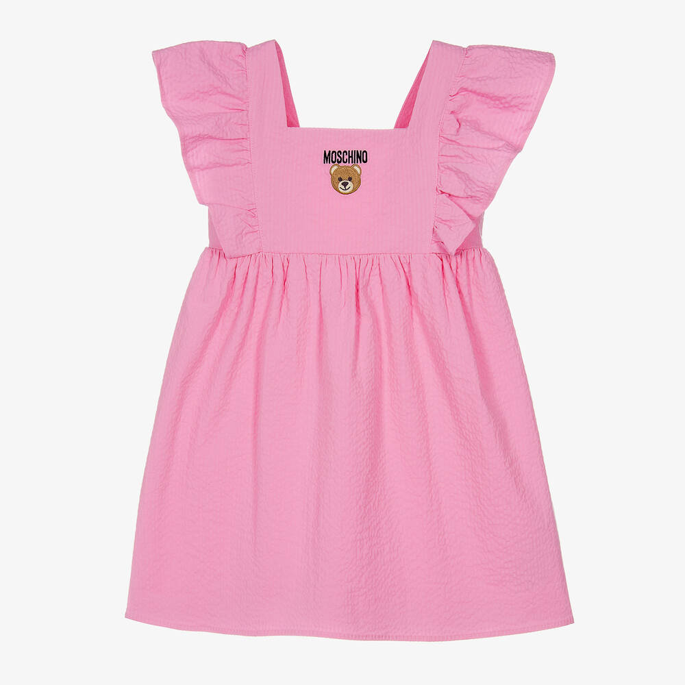 Moschino Kid-Teen - Rosa Seersucker-Baumwollkleid | Childrensalon