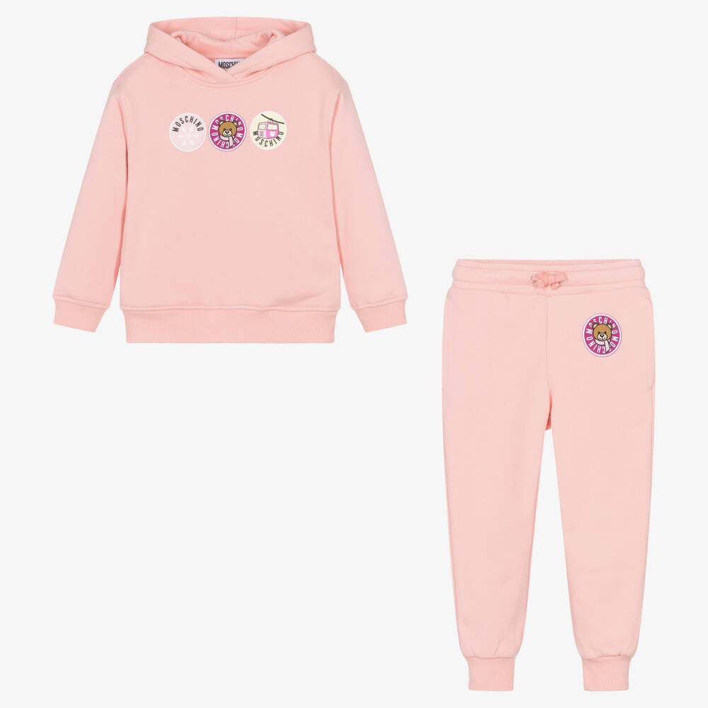 Moschino Kid-Teen-Girls Pink Cotton Ski Teddy Bear Tracksuit | Childrensalon Outlet