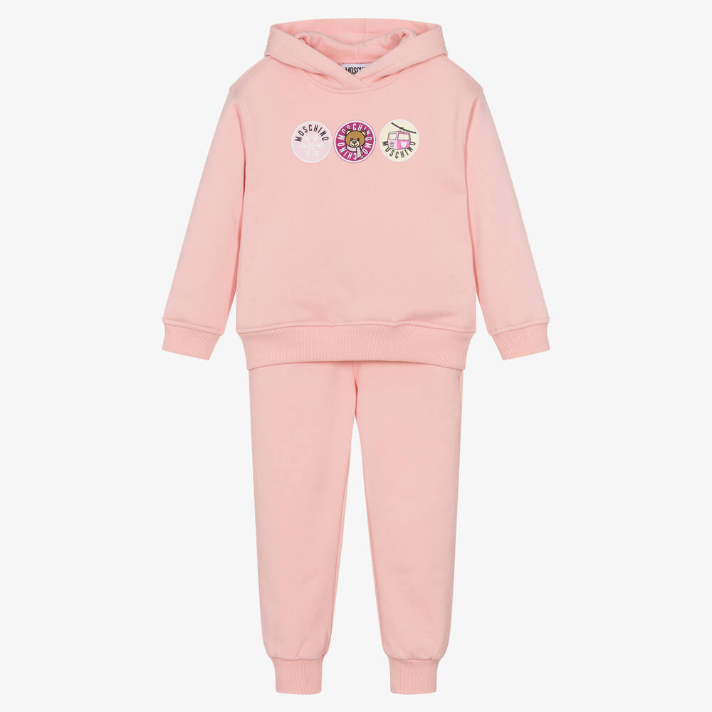 Moschino Kid-Teen - Rosa Teddy-Baumwoll-Trainingsanzug | Childrensalon