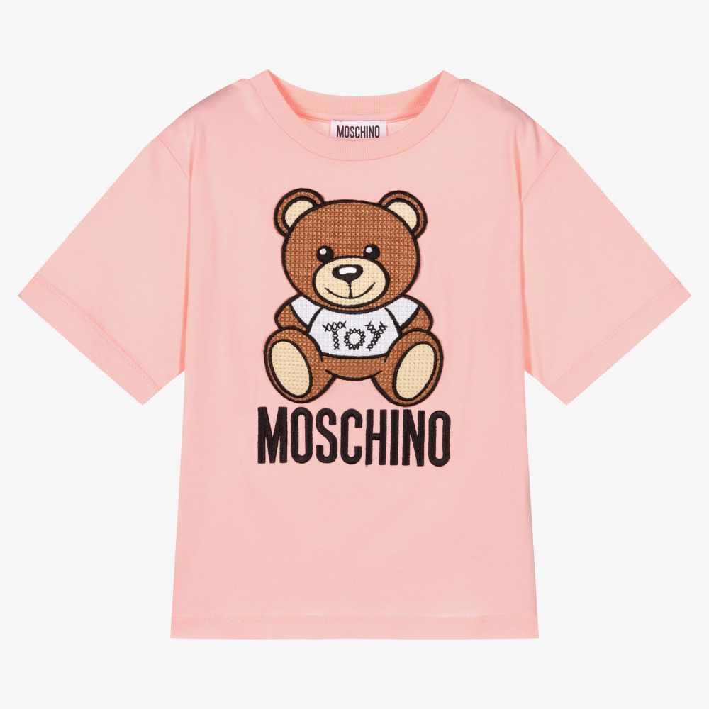 Moschino Kid-Teen - Girls Pink Cotton T-Shirt | Childrensalon