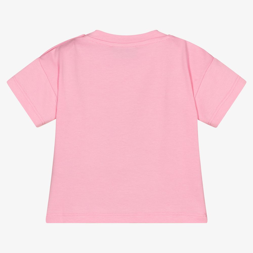 Moschino Малыши-Розовая хлопковая футболка для девочек | Childrensalon Outlet