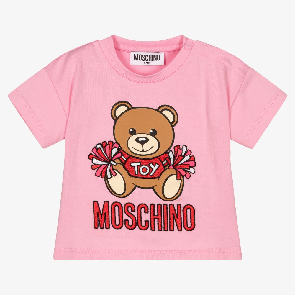 Moschino Baby - Girls Pink Cotton T-Shirt | Childrensalon
