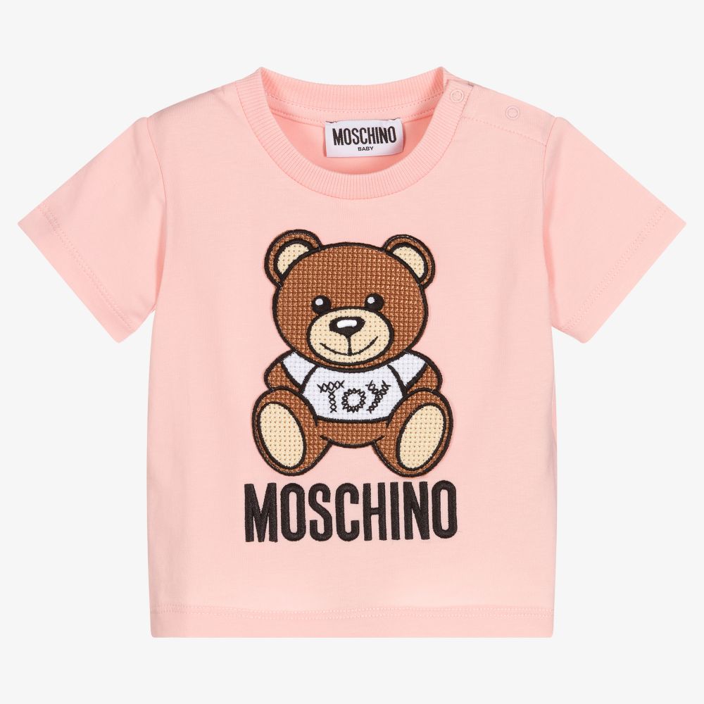 Moschino Baby - Girls Pink Cotton T-Shirt | Childrensalon