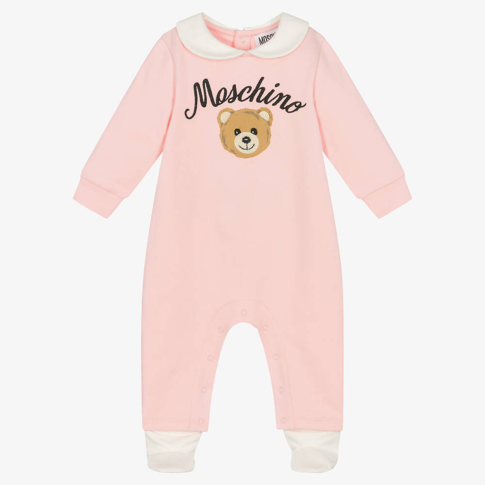 Moschino Baby-أفرول بيبي غرو بطبعة تيدي بير قطن جيرسي لون زهري | Childrensalon Outlet