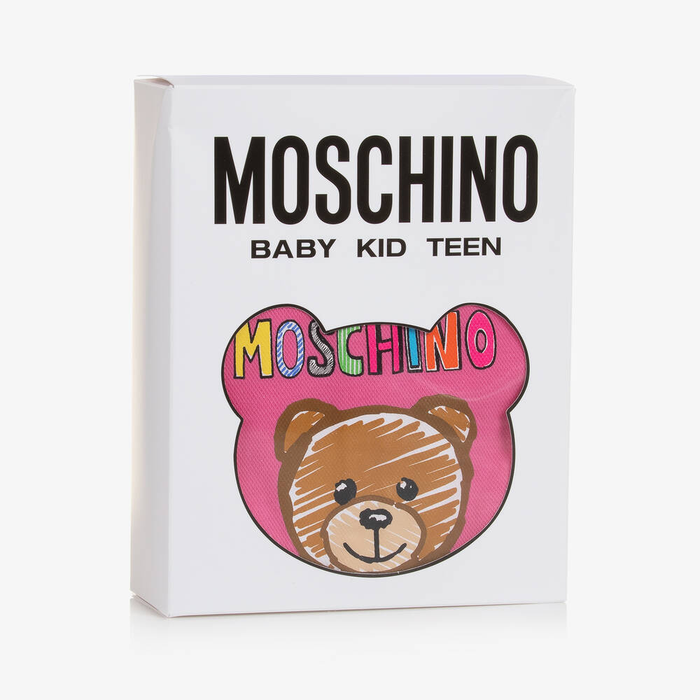 Moschino Baby Girls Pink Cotton Teddy Bear Babygrow Childrensalon Outlet