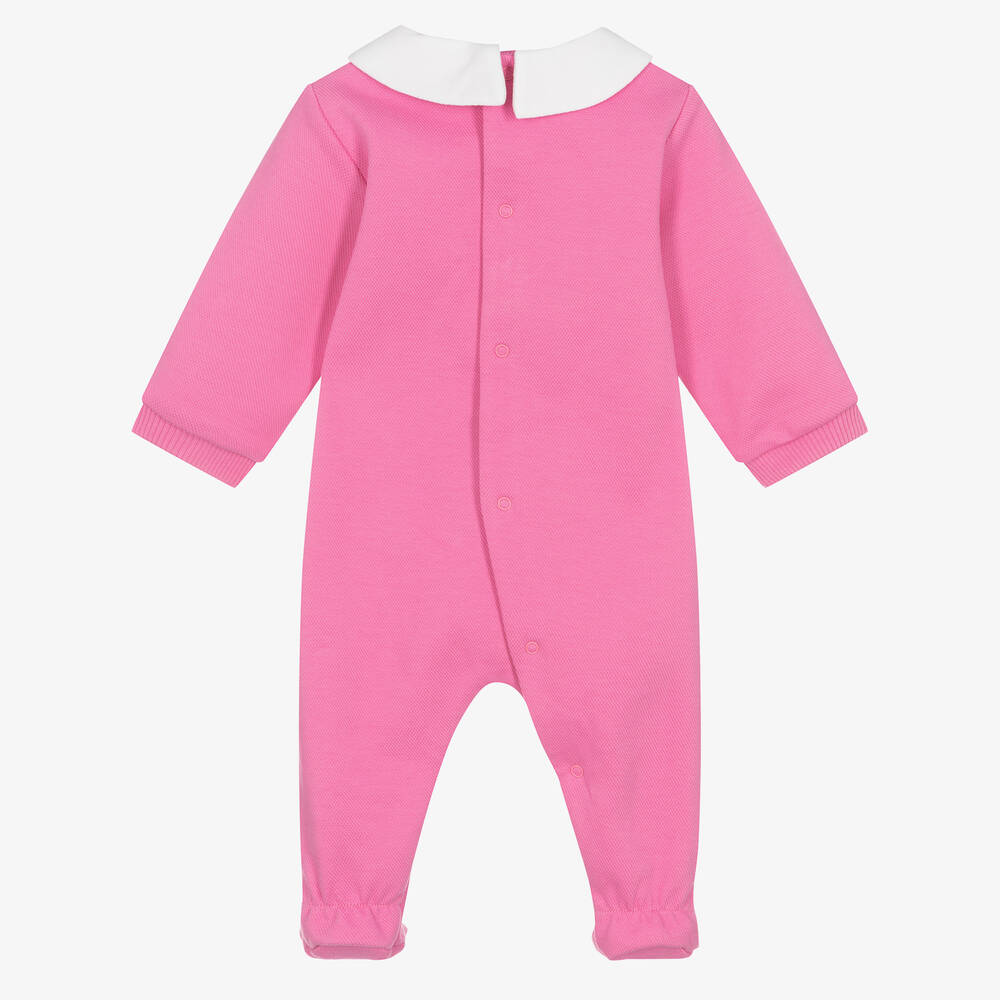 Moschino Baby Girls Pink Cotton Teddy Bear Babygrow