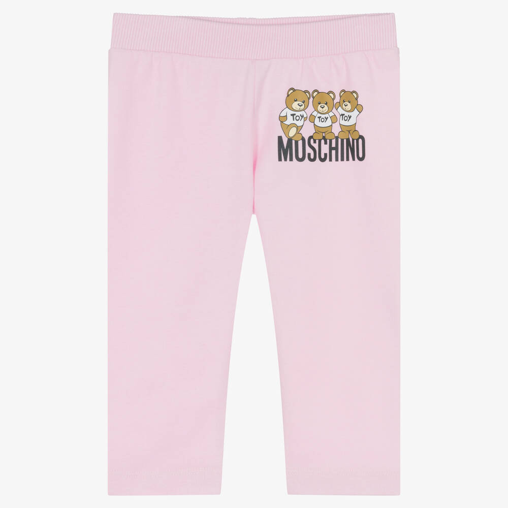 Moschino Baby - ليقنز  بطبعة تيدي بير قطن جيرسي لون زهري للبنات | Childrensalon