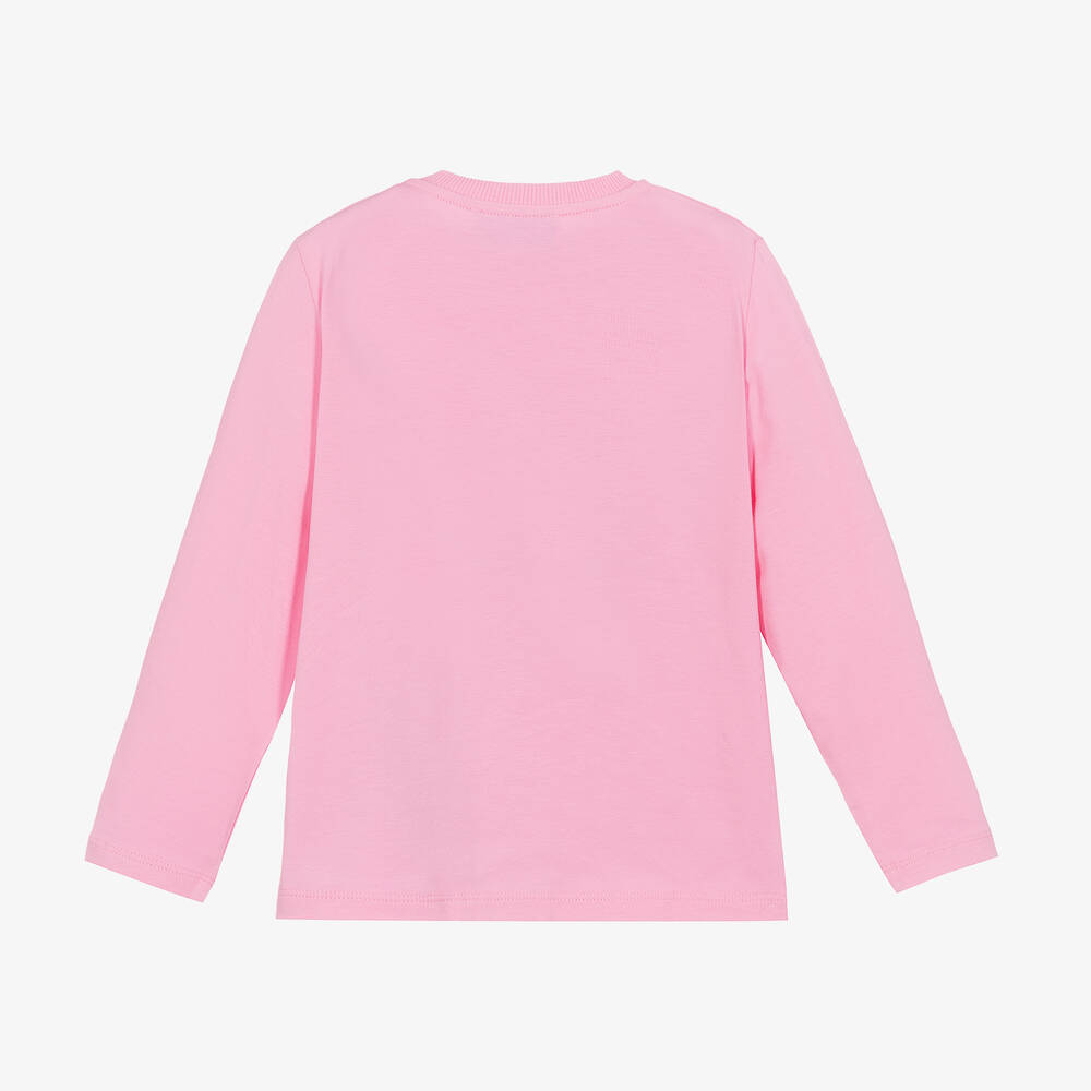 Moschino Baby-Girls Pink Cotton Teddy Bear Logo Top | Childrensalon Outlet