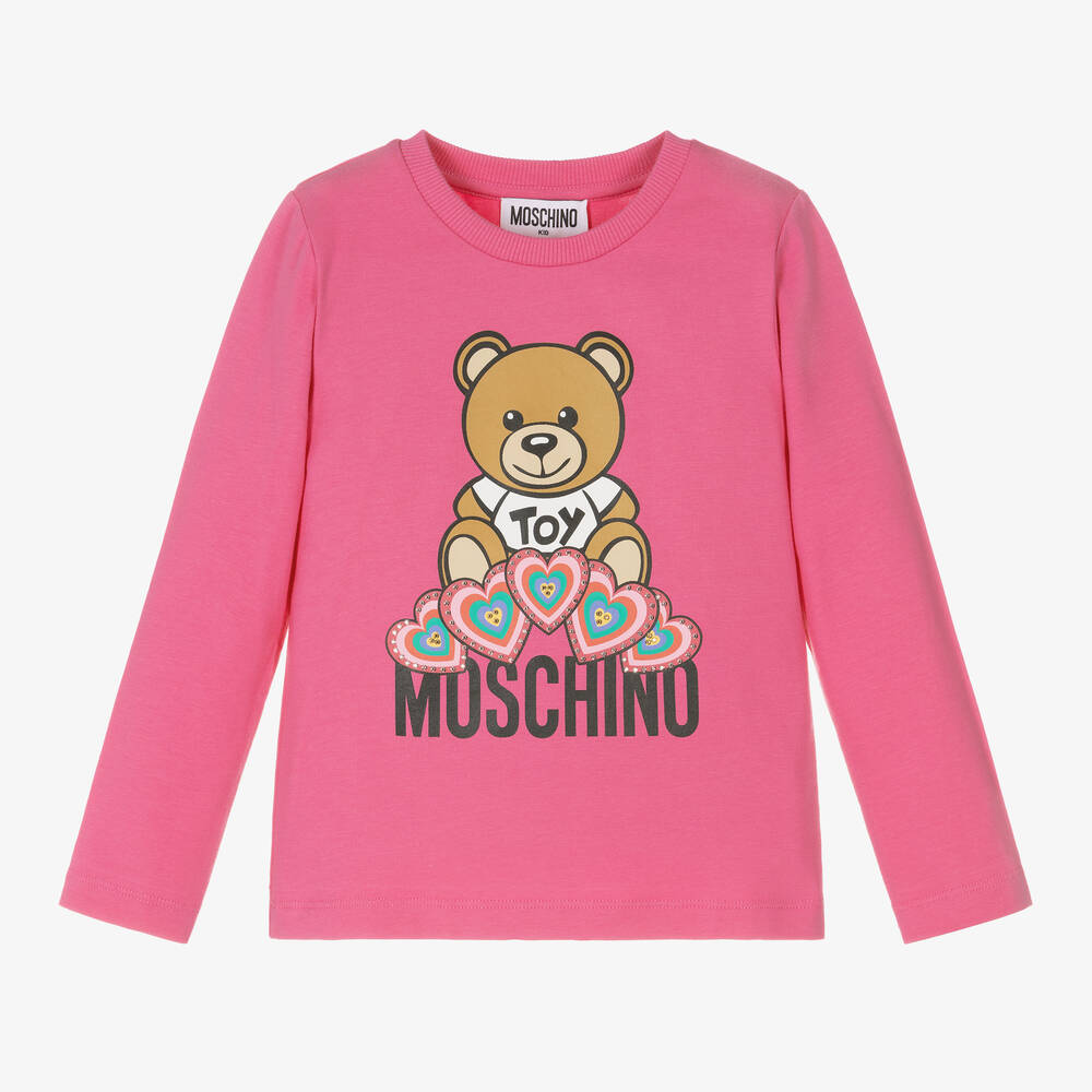 Moschino Kid-Teen - Girls Pink Cotton Teddy Bear Logo Top | Childrensalon