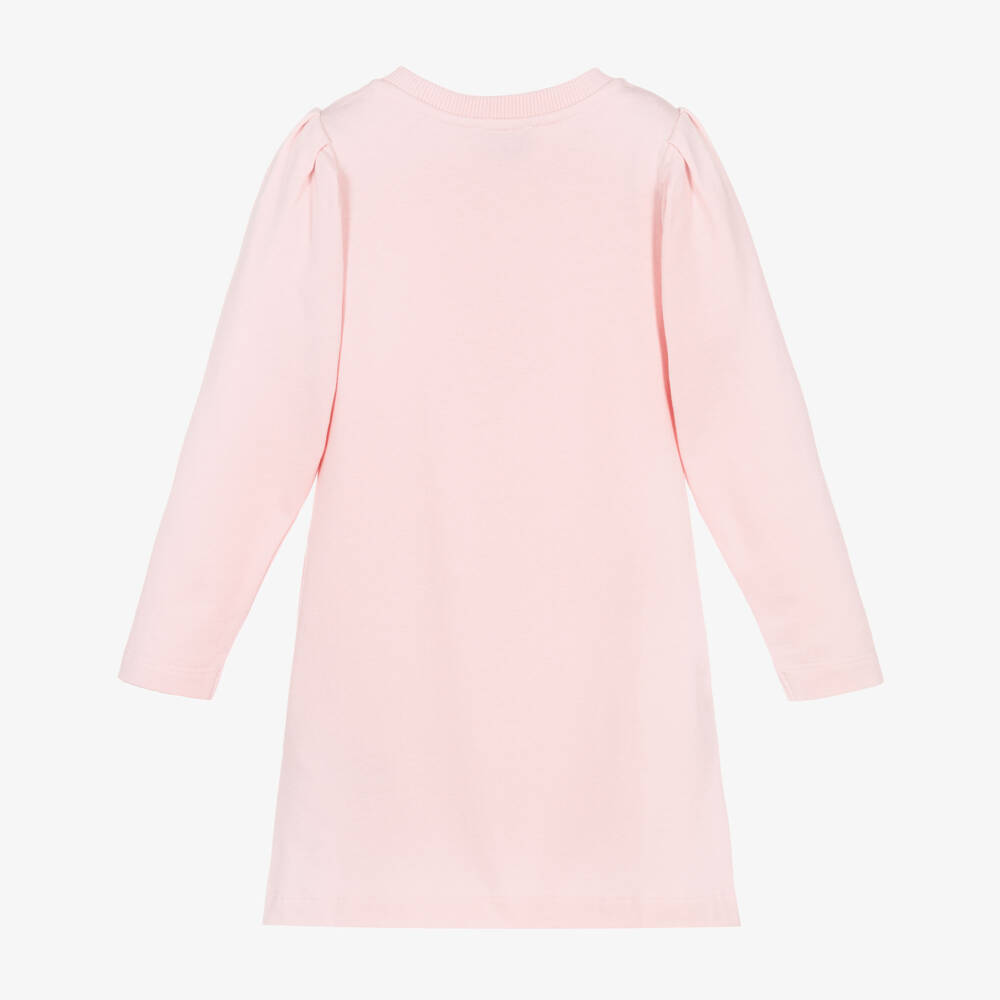 Moschino-Girls Pink Cotton Teddy Bear Print Dress | Childrensalon Outlet