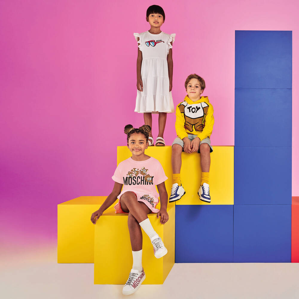 Moschino Kid-Teen-Girls Pink Cotton Teddy Bear Shorts | Childrensalon Outlet