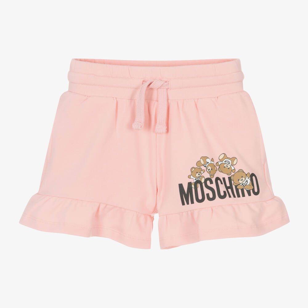 Girls Pink Cotton Teddy Bear Shorts