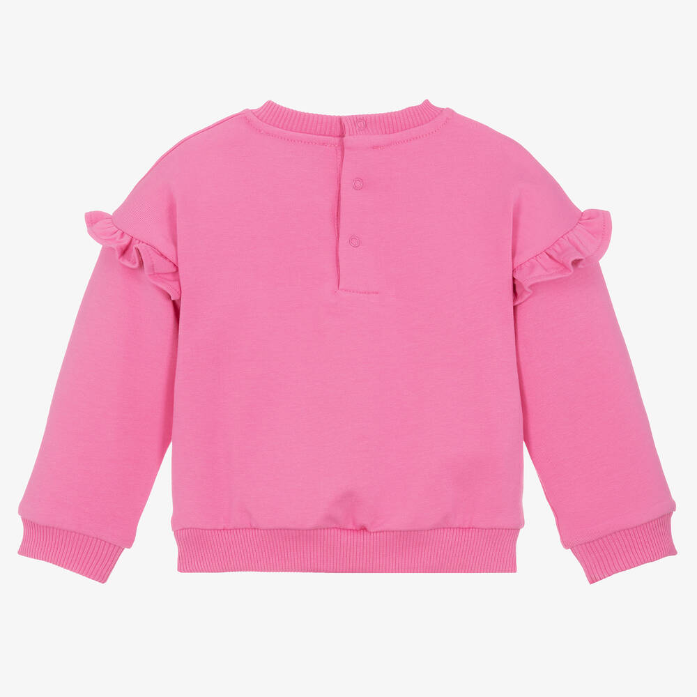 Moschino Baby-Girls Pink Cotton Teddy Bear Sweatshirt | Childrensalon Outlet