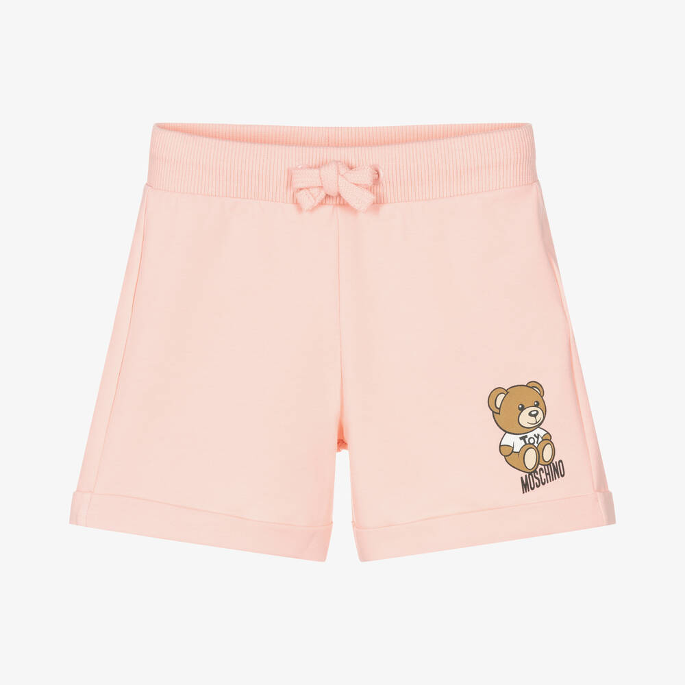 Moschino Kid-Teen - Розовые хлопковые шорты с медвежонком | Childrensalon