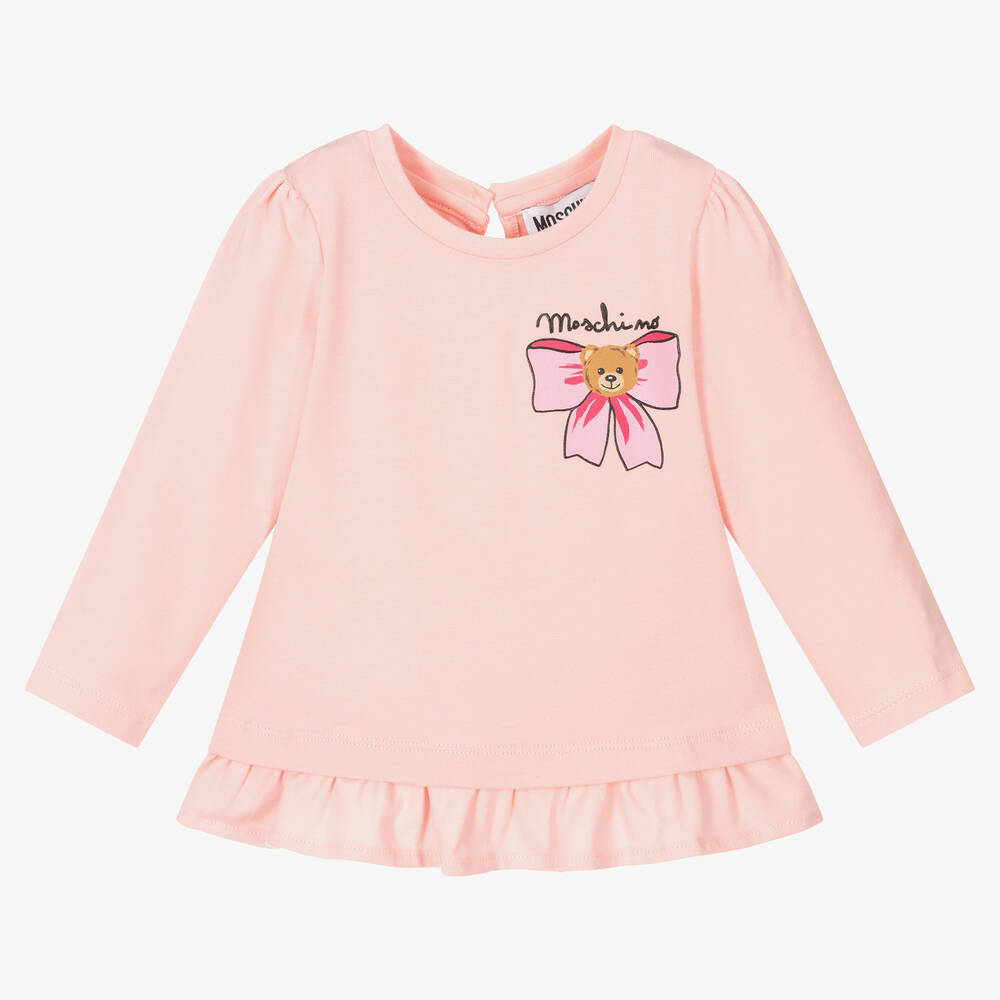 Moschino Baby - Girls Pink Cotton Top | Childrensalon