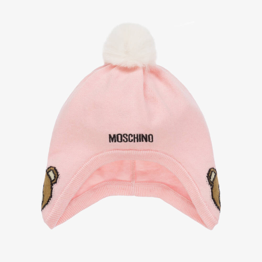 Moschino Baby-Girls Pink Cotton Wool Beanie | Childrensalon Outlet