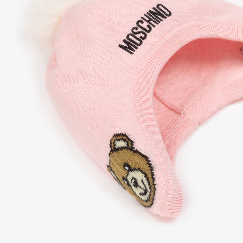 Moschino Baby-Girls Pink Cotton Wool Beanie | Childrensalon Outlet