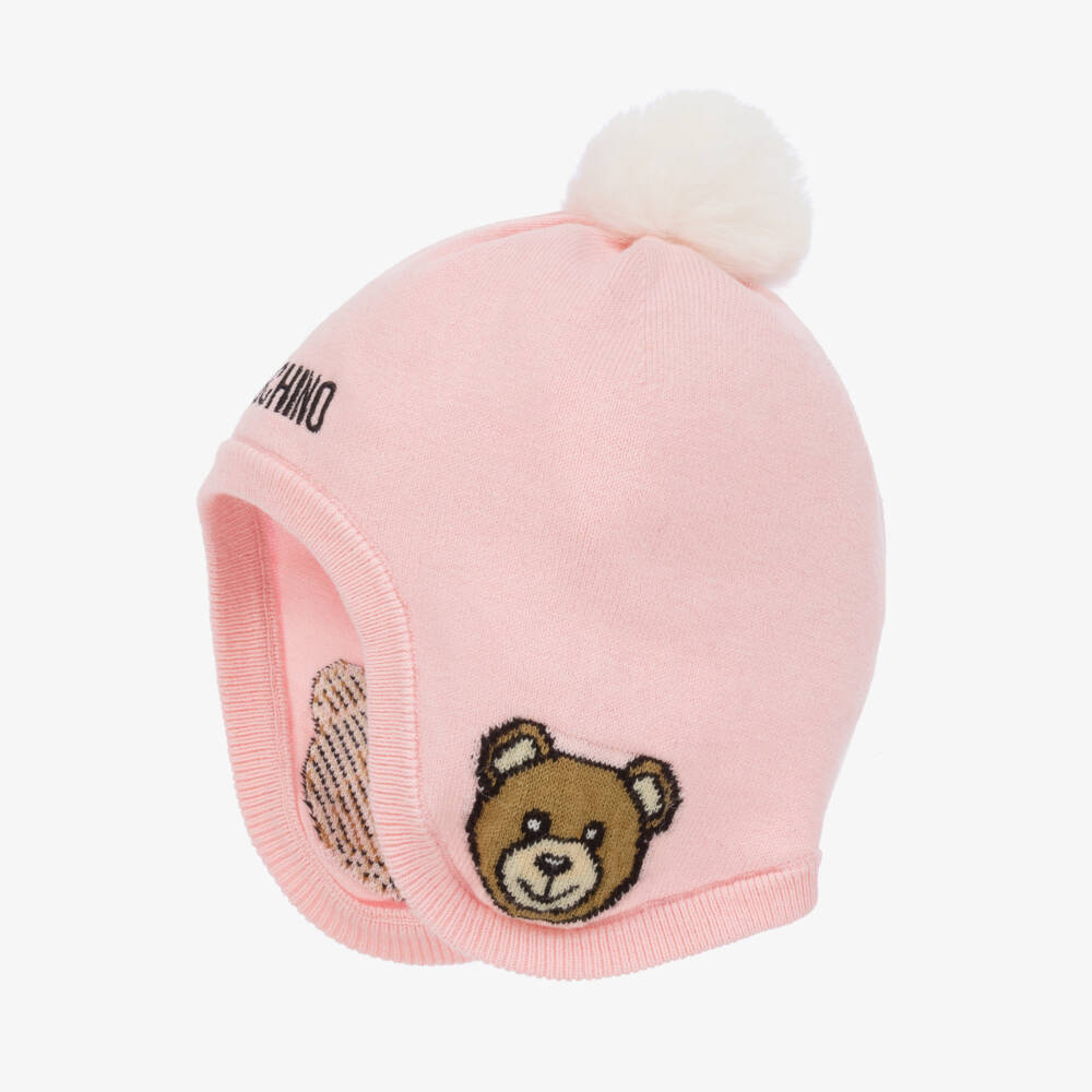 Moschino Baby-Girls Pink Cotton Wool Beanie | Childrensalon Outlet