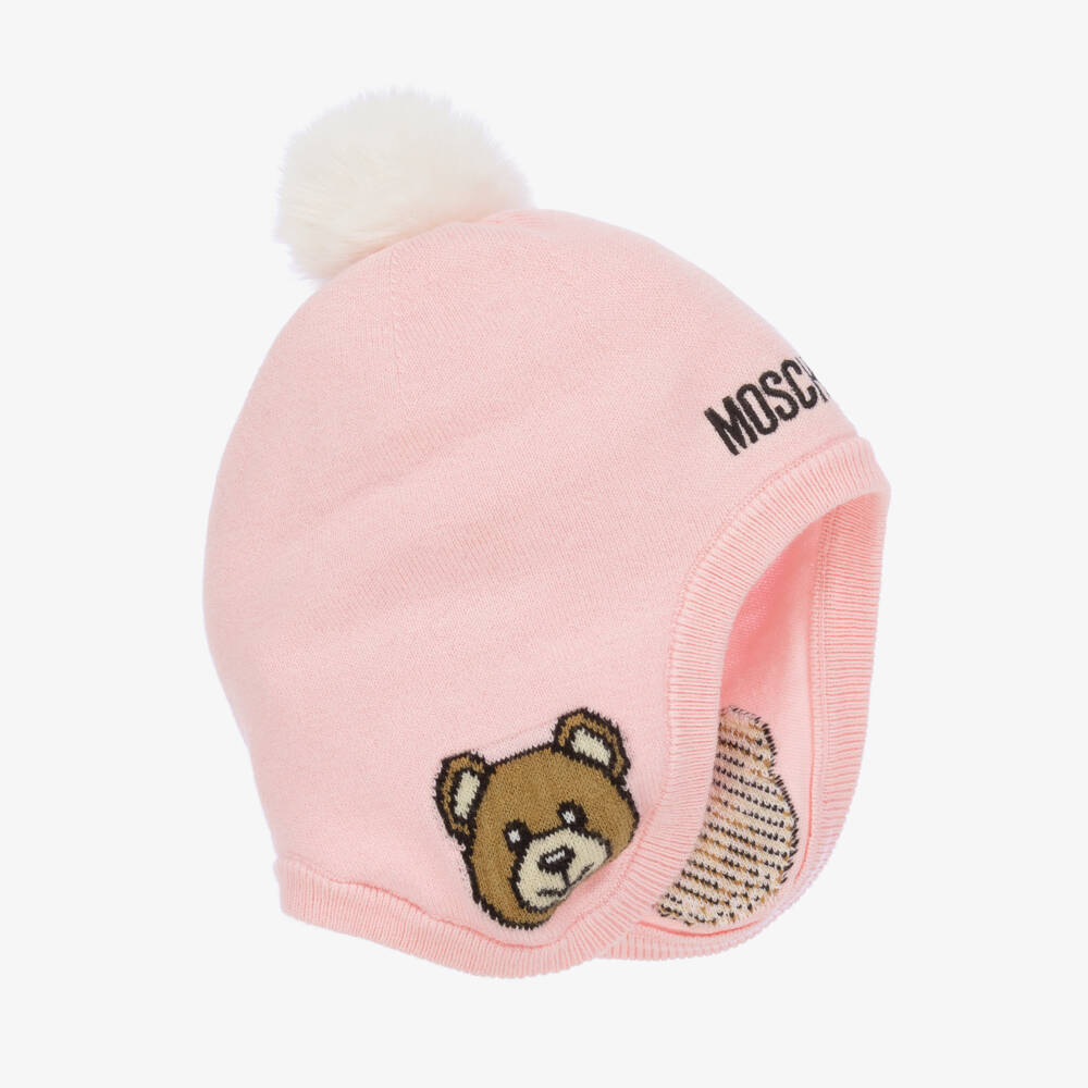 Moschino Baby-Girls Pink Cotton Wool Beanie | Childrensalon Outlet