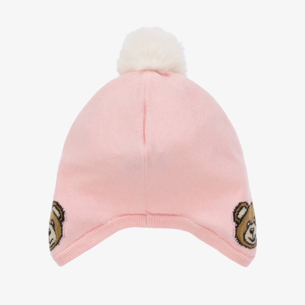 Moschino Baby-Girls Pink Cotton Wool Beanie | Childrensalon Outlet
