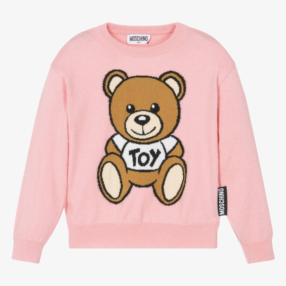 Moschino Kid-Teen - Pull rose laine et coton Teddy Bear | Childrensalon