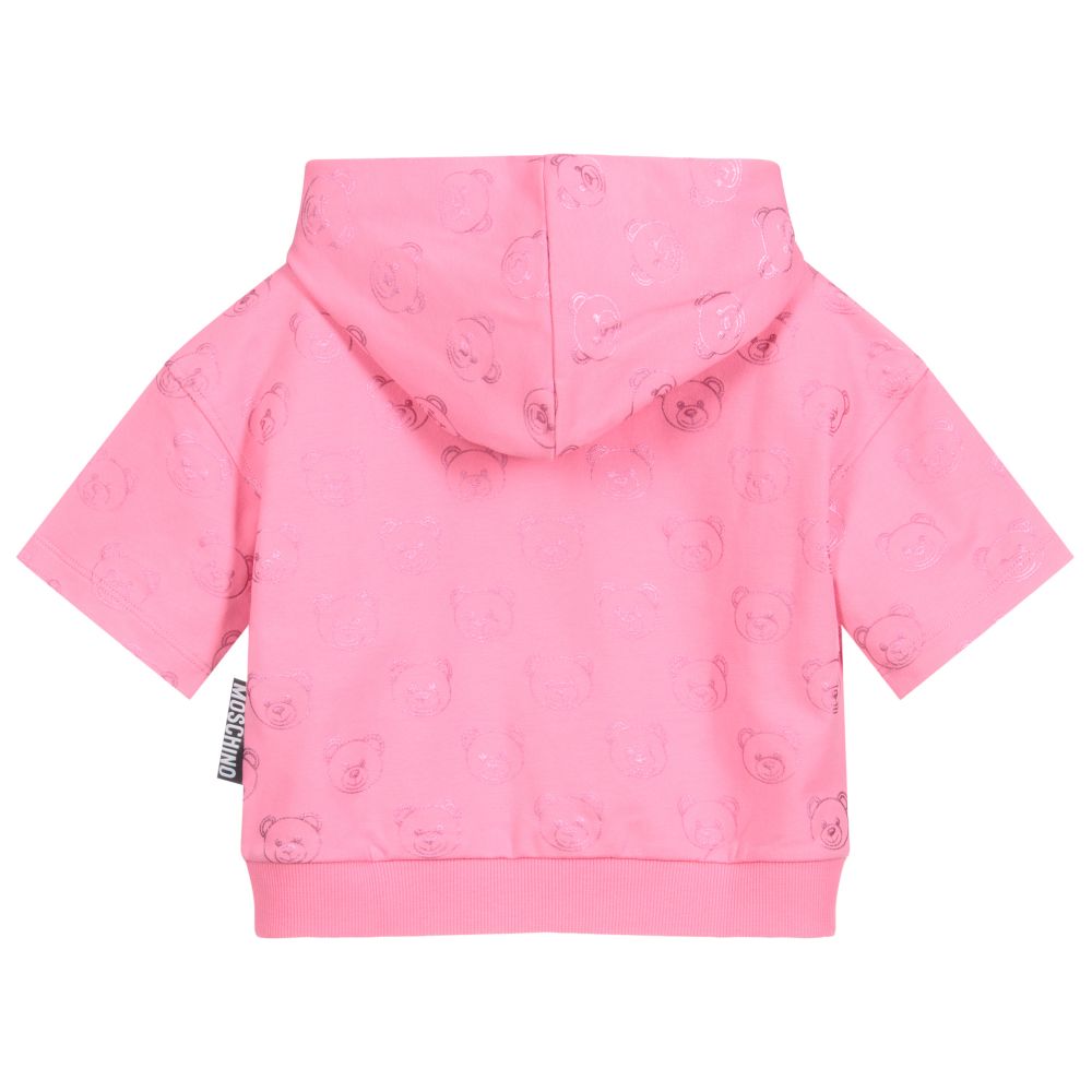 Moschino Kid-Teen-Girls Pink Cotton Zip-Up Top | Childrensalon Outlet