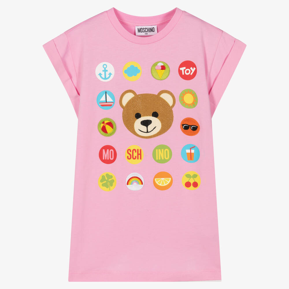 Moschino Kid-Teen - Girls Pink Crystal Teddy Bear Dress | Childrensalon