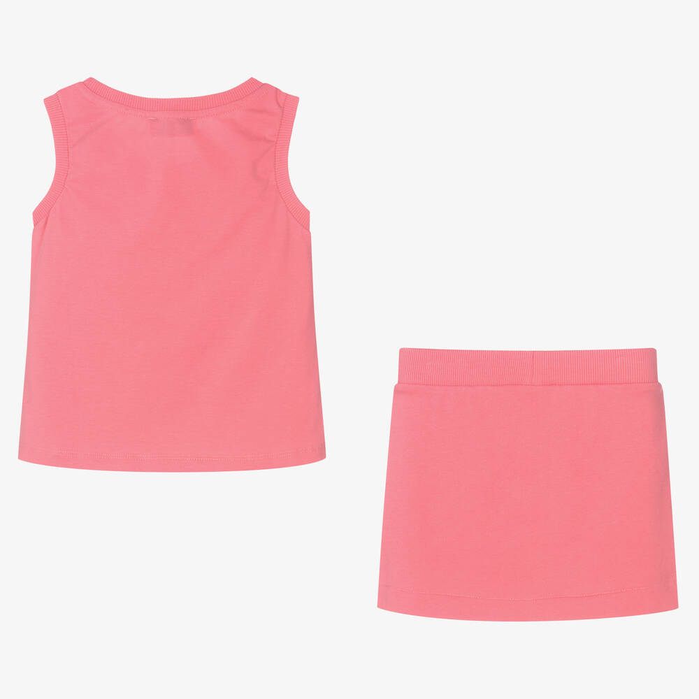 Moschino Kid-Teen-Girls Pink Double Smiley Logo Skirt Set | Childrensalon Outlet