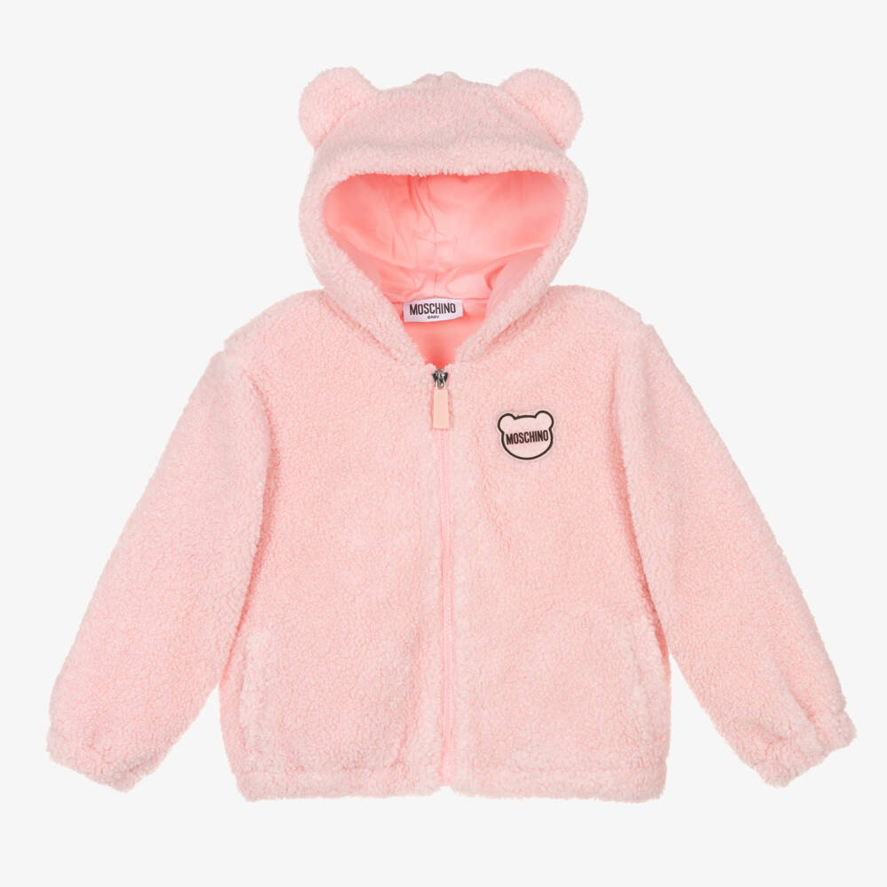 Moschino Baby-Girls Pink Faux Fur Zip Jacket | Childrensalon Outlet