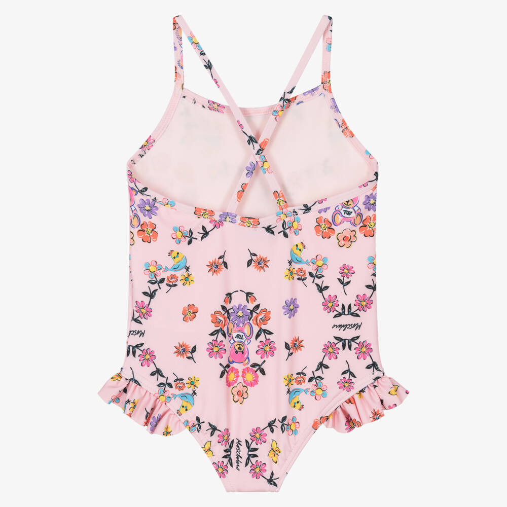 Moschino-Girls Pink Floral Swimsuit | Childrensalon Outlet