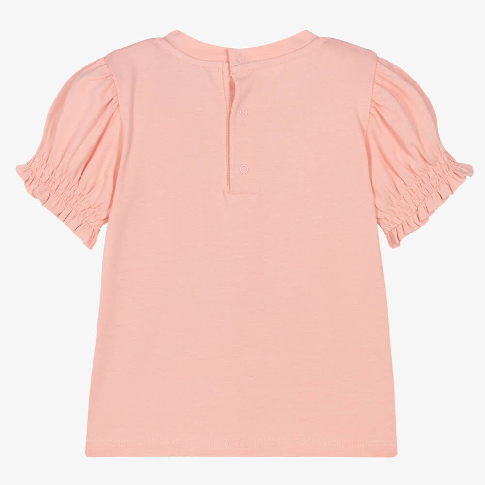 Moschino Малыши-Розовая футболка с цветочным логотипом | Childrensalon Outlet