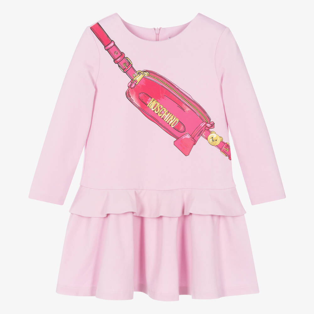 Moschino Kid-Teen - Girls Pink & Gold Bag Print Dress | Childrensalon