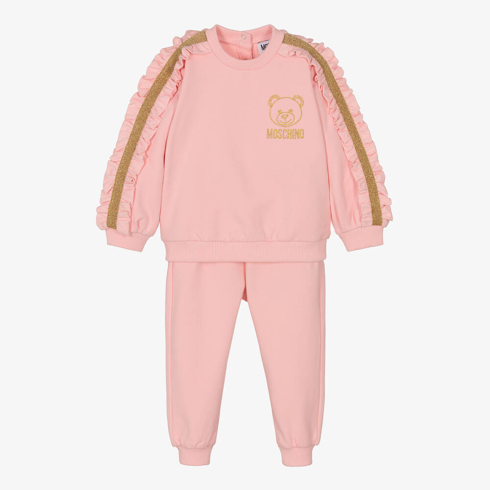 Moschino Baby - Розово-золотистый спортивный костюм для девочек | Childrensalon