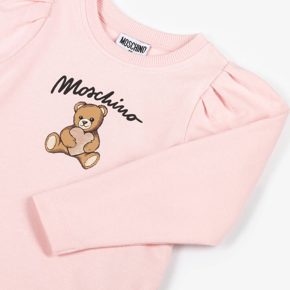 Moschino-Girls Pink Heart Appliqué Dress | Childrensalon Outlet