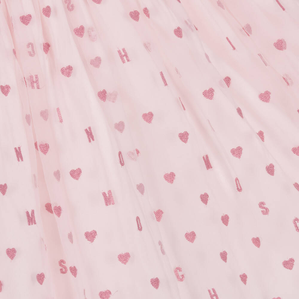 Moschino-Girls Pink Heart Tulle Delight | Childrensalon Outlet