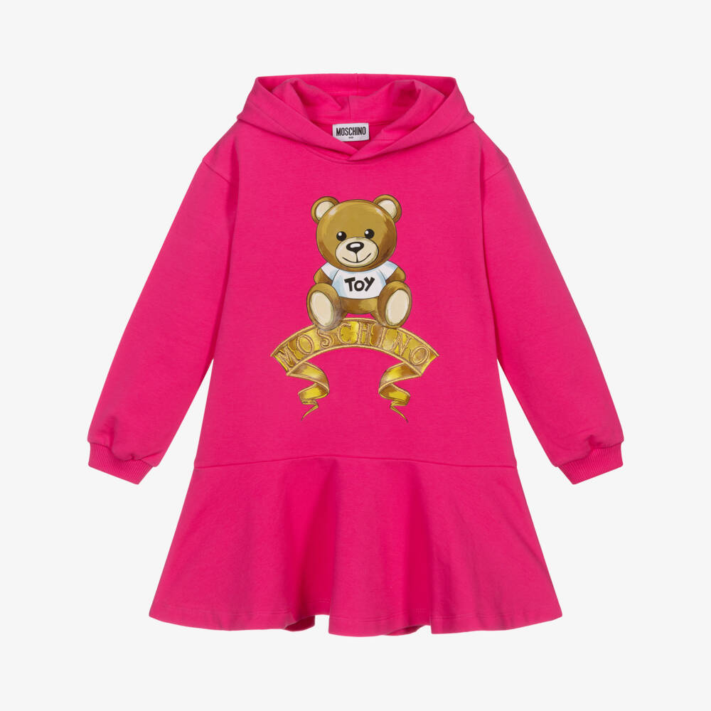 Moschino Kid-Teen-Girls Pink Hooded Jersey Dress | Childrensalon Outlet