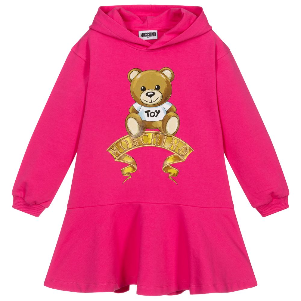 Moschino Kid-Teen - Girls Pink Hooded Jersey Dress | Childrensalon