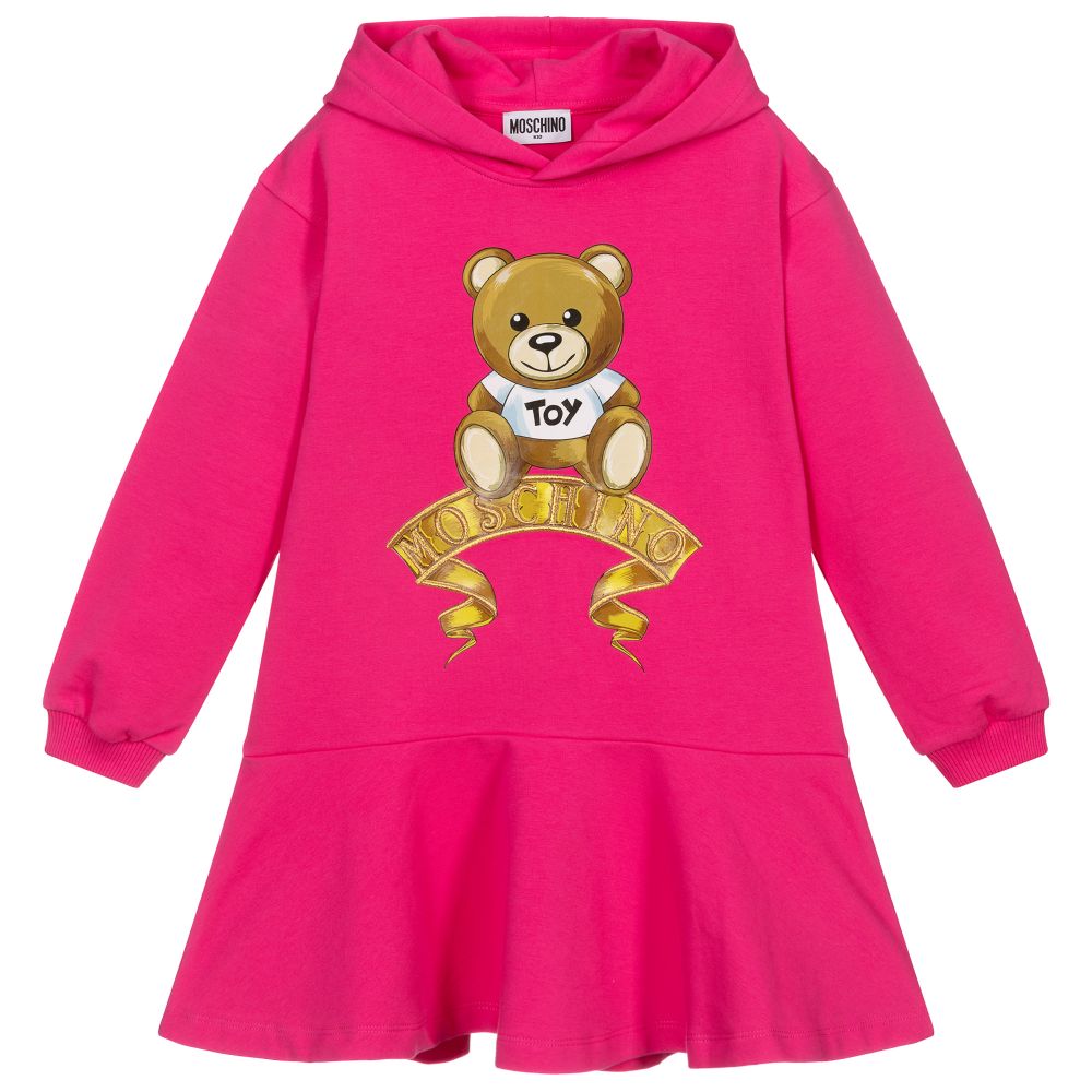 Moschino Kid-Teen-Girls Pink Hooded Jersey Dress | Childrensalon Outlet