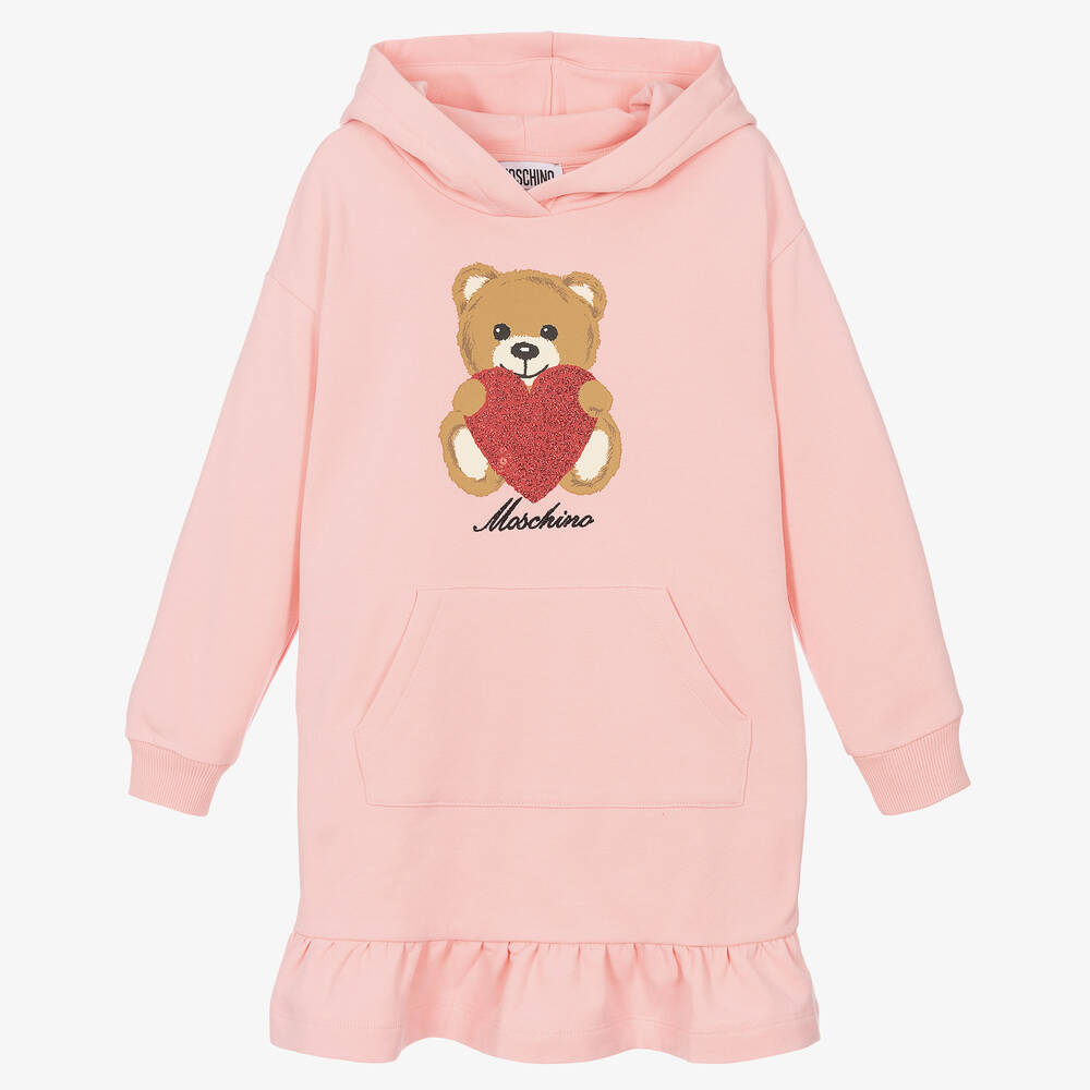 Moschino Kid-Teen - Robe à capuche rose en jersey fille | Childrensalon