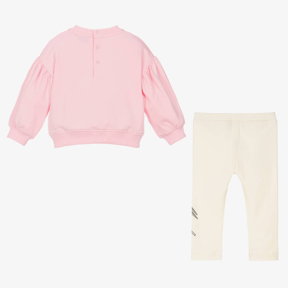Moschino Малыши-Розовый топ и кремовые легинсы из хлопка | Childrensalon Outlet