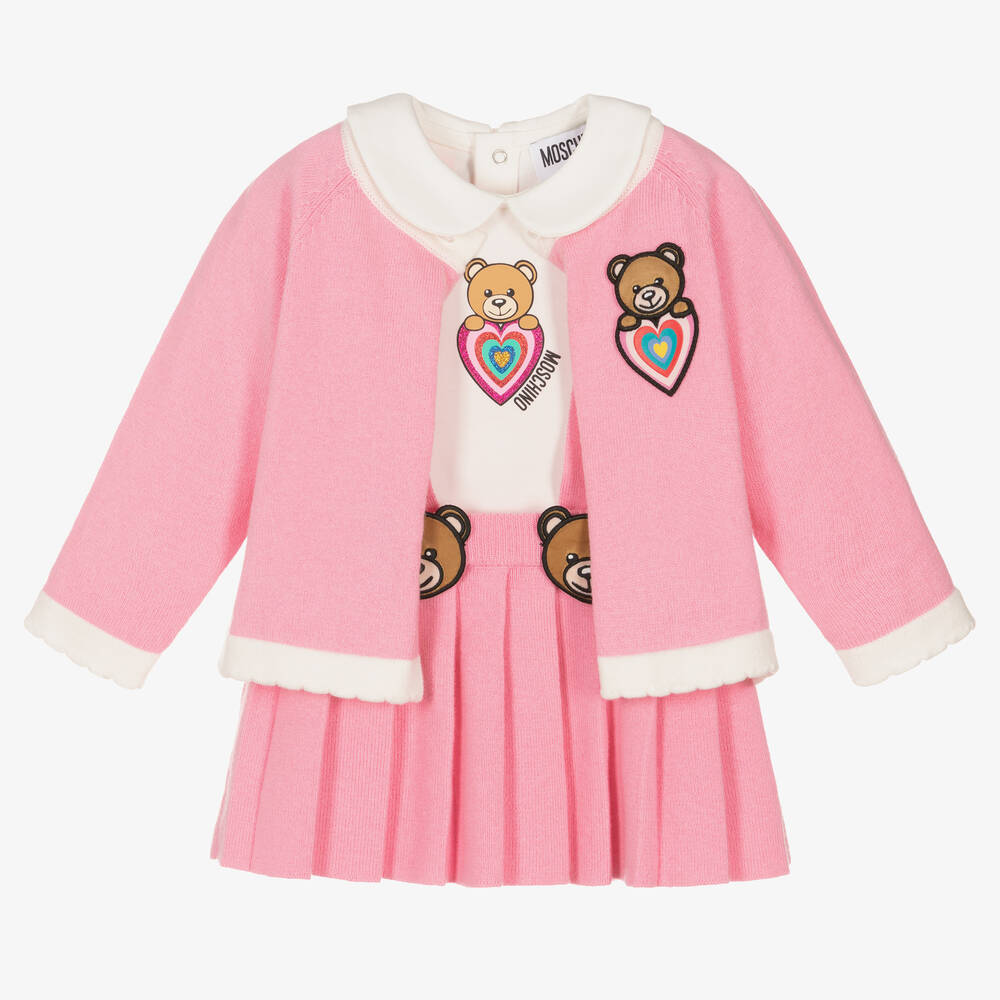 Moschino Baby - Girls Pink & Ivory Skirt Set | Childrensalon