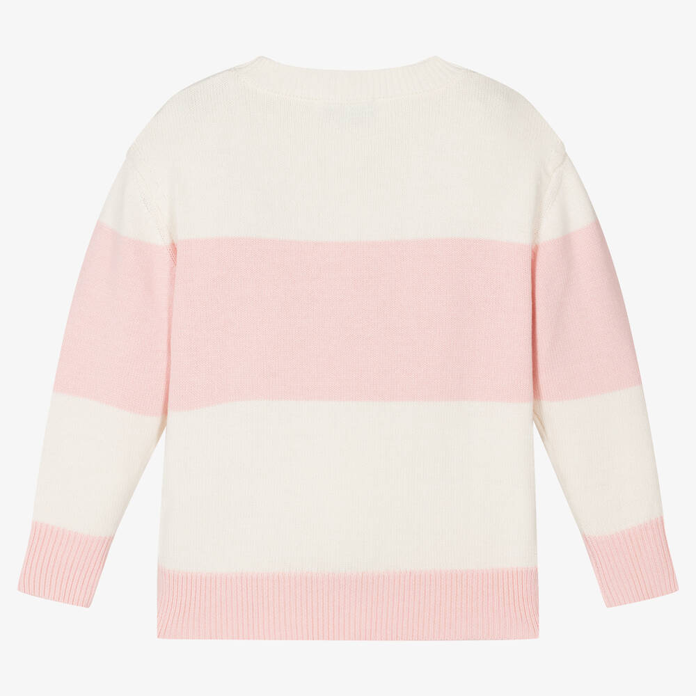 Moschino Kid-Teen-Girls Pink & Ivory Striped Sweater | Childrensalon Outlet