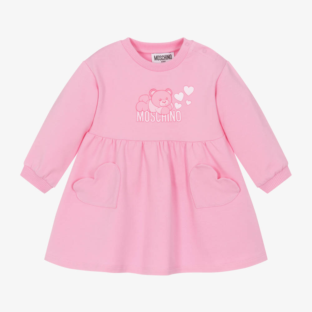 Moschino Baby-Girls Pink Jersey Bear Dress | Childrensalon Outlet