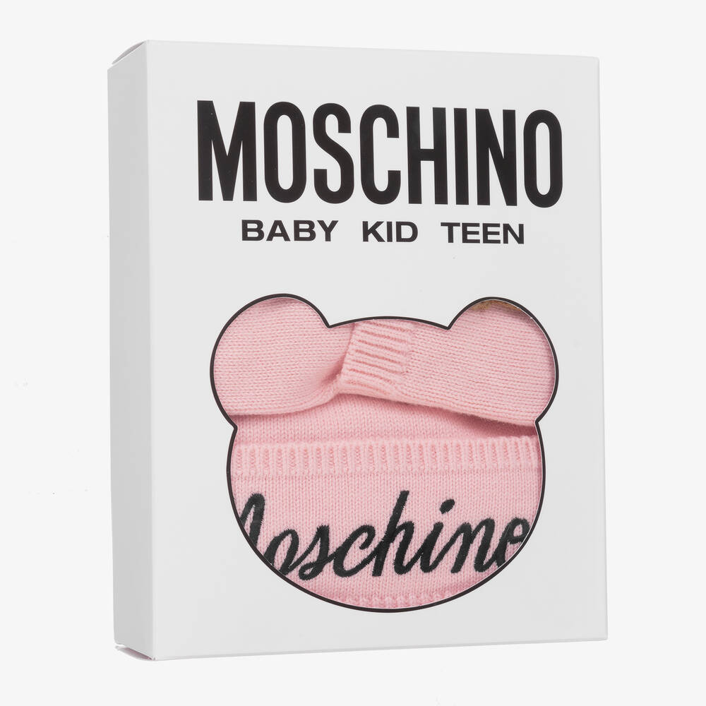 Moschino Kid-Teen-Girls Pink Knitted Hat & Scarf Gift Set | Childrensalon Outlet