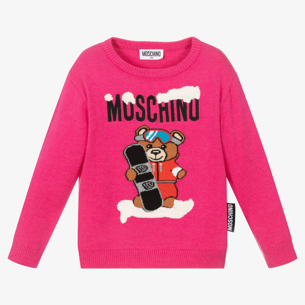 Moschino Kid-Teen - Girls Pink Knitted Logo Sweater | Childrensalon
