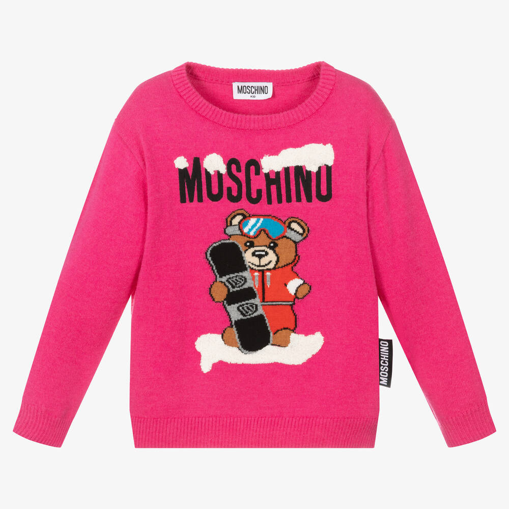 Moschino Kid-Teen - Розовый вязаный свитер для девочек | Childrensalon