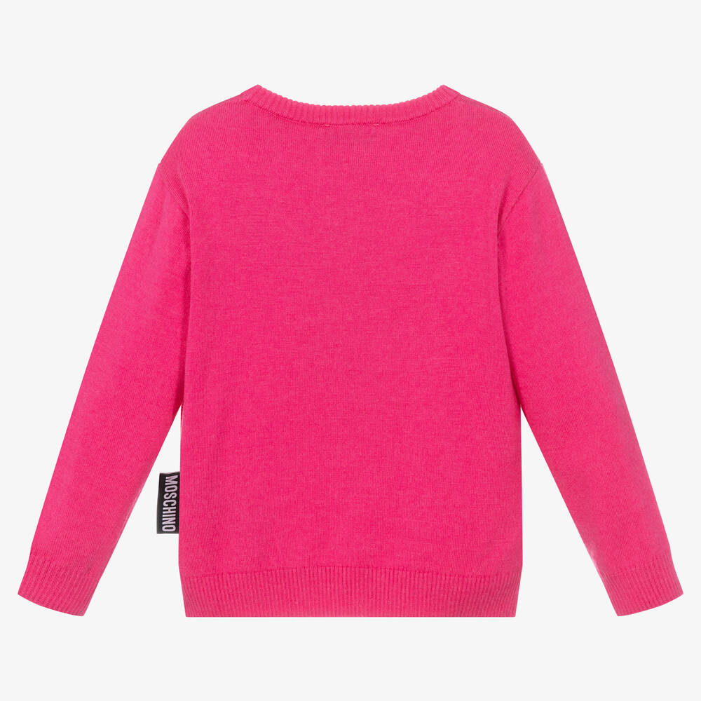 Moschino Kid-Teen-Girls Pink Knitted Logo Sweater | Childrensalon Outlet