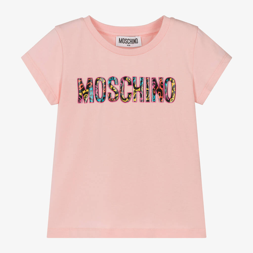 Moschino Kid-Teen-Girls Pink Leopard Print Cotton T-Shirt | Childrensalon Outlet