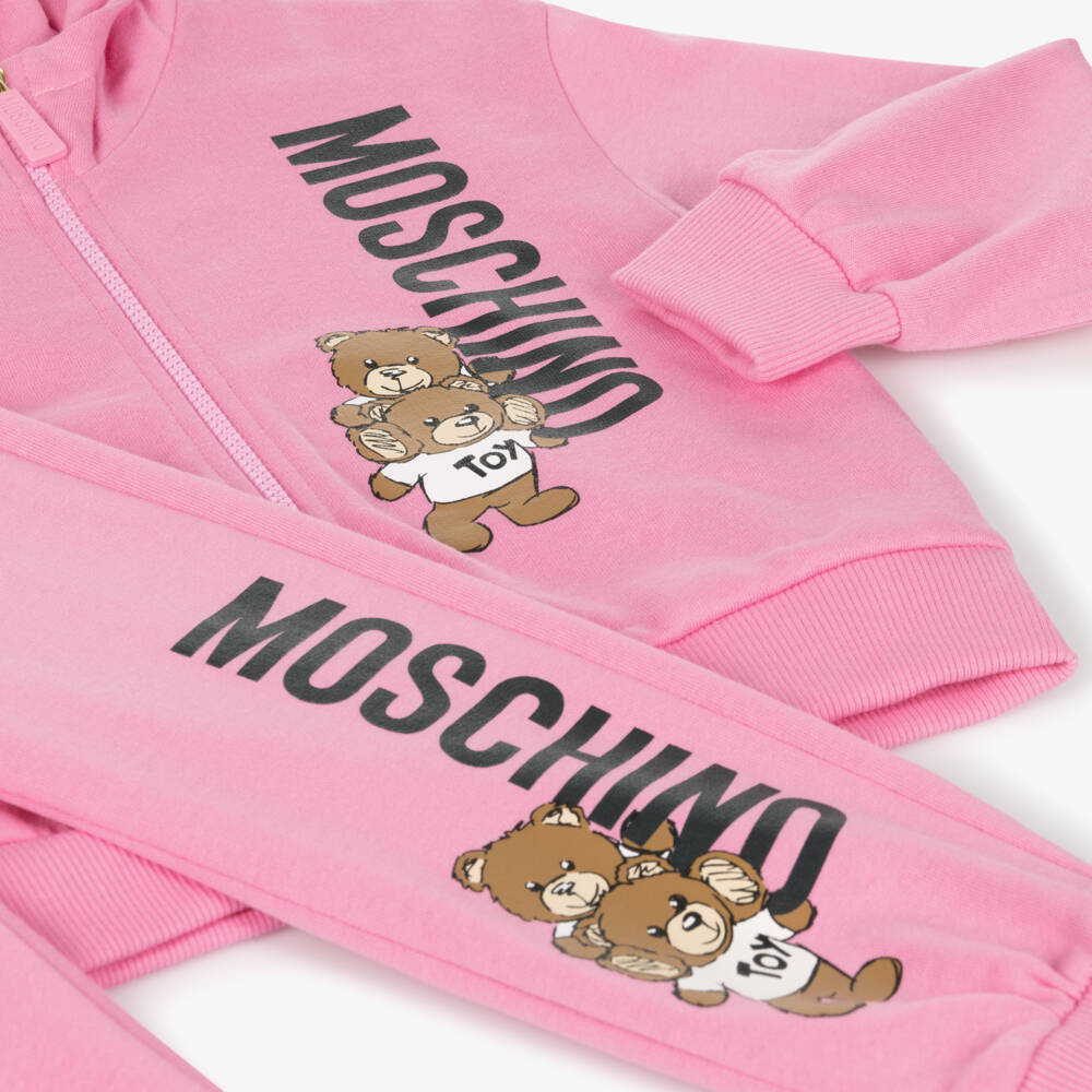 Moschino Kid-Teen-Girls Pink Logo Hoodie Set | Childrensalon Outlet