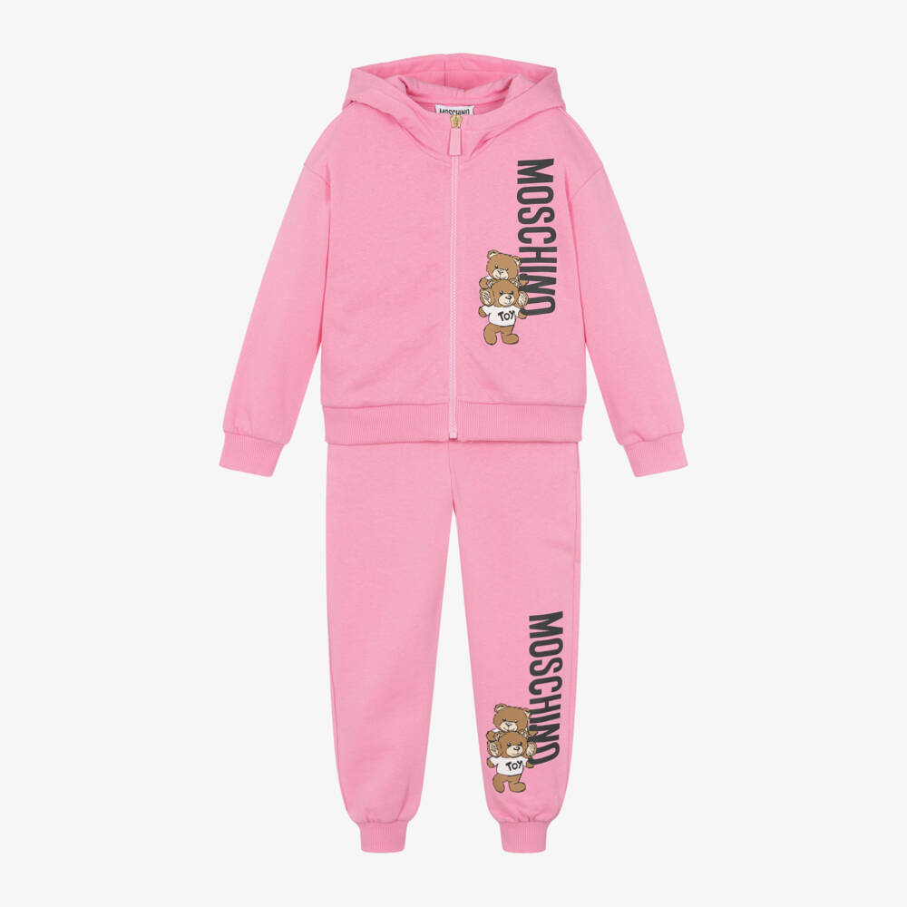 Moschino Kid-Teen-Girls Pink Logo Hoodie Set | Childrensalon Outlet